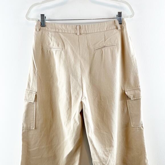 ACOA High Rise Wide Leg Cargo Pants Khaki Tan Large - Picture 6 of 11